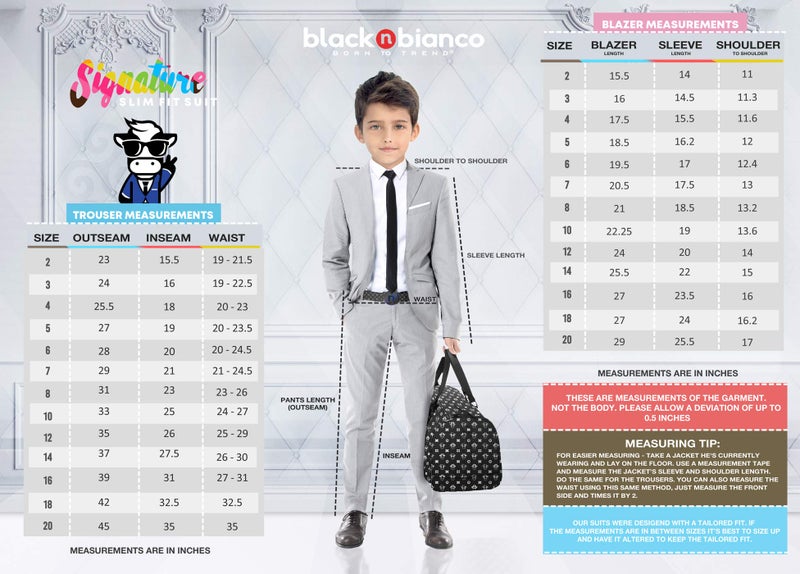 Black n Bianco Boys Signature Slim Suit in Dark Grey Size 3 - Image 4